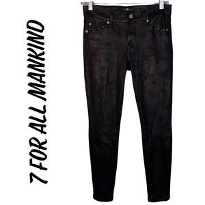 7 For All Mankind Faux Leather Look Skinny Pants Sz 25 Black